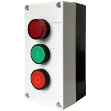 Тримісний пост керування FP5-BOX3W12 з кнопками «I-START/0-STOP» та індикатором 230V
